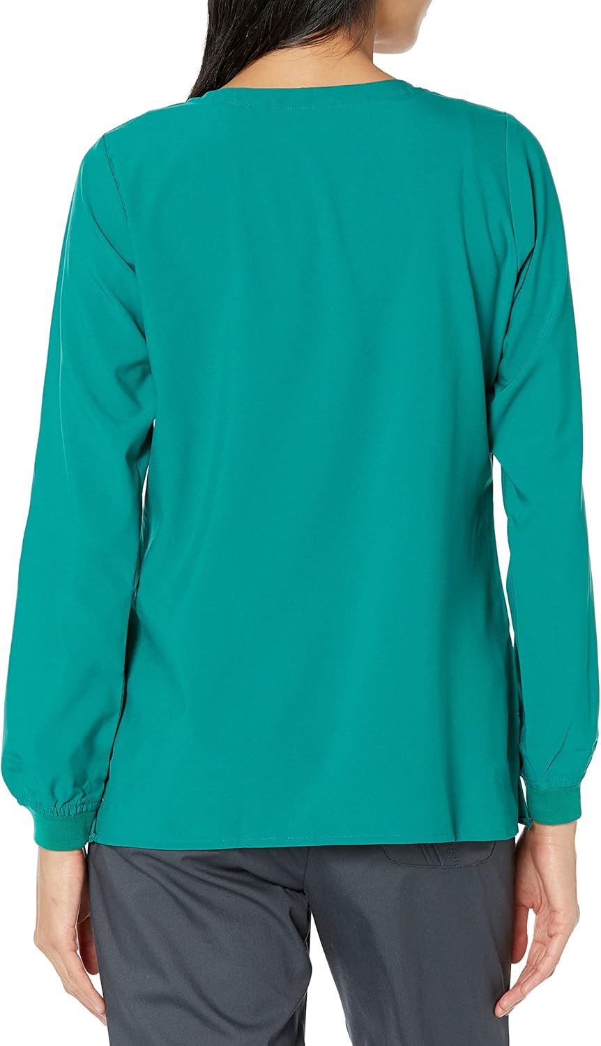 WonderWink W123 Women’s Crew Neck Warm-Up Jacket — Hunter, Small - Image 2