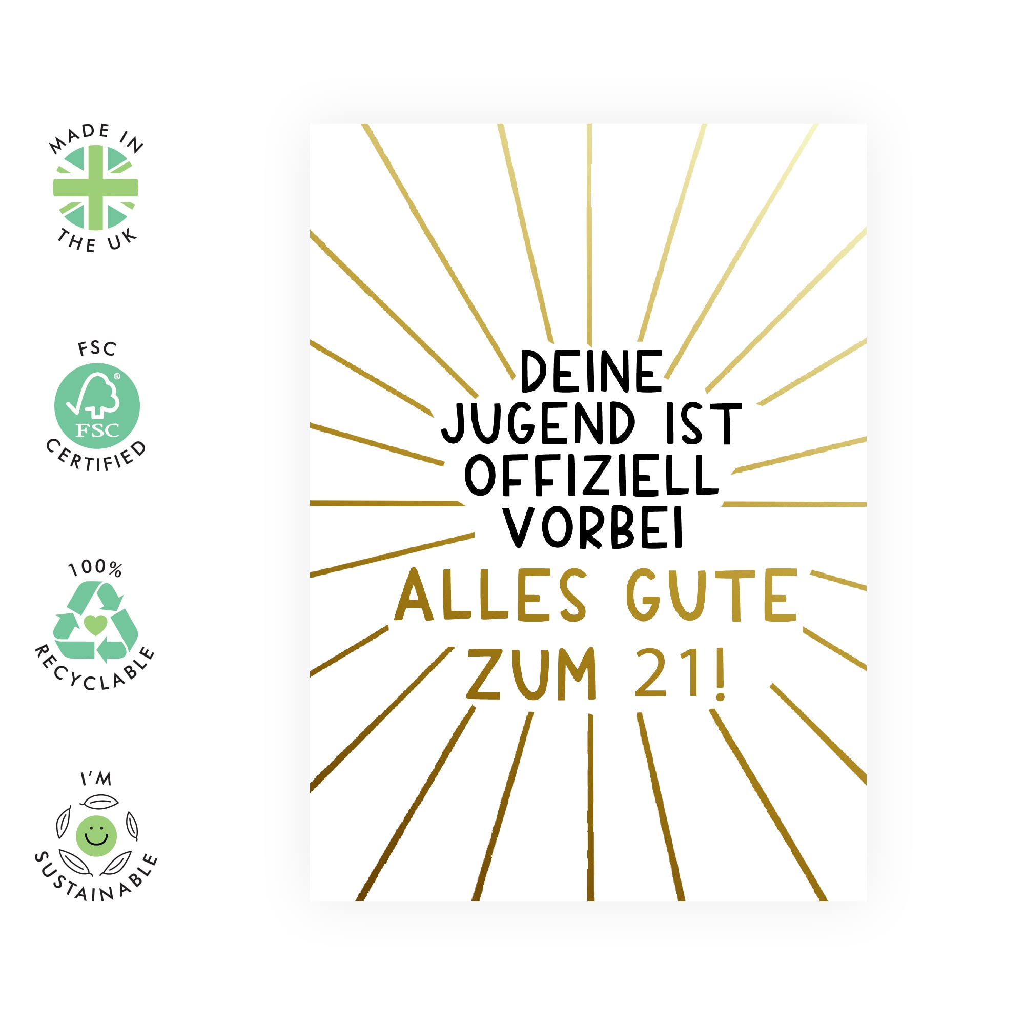 Geburtstagskarte Zum 21. – ‚20+1 Today‘ Design, Lustig & Innen Leer, Recycelbar