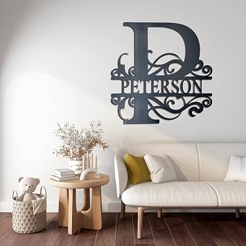 Riverside Designs Custom Metal Monogram Wall Art, Personalized Name and Initial, Steel, Wall Mounted