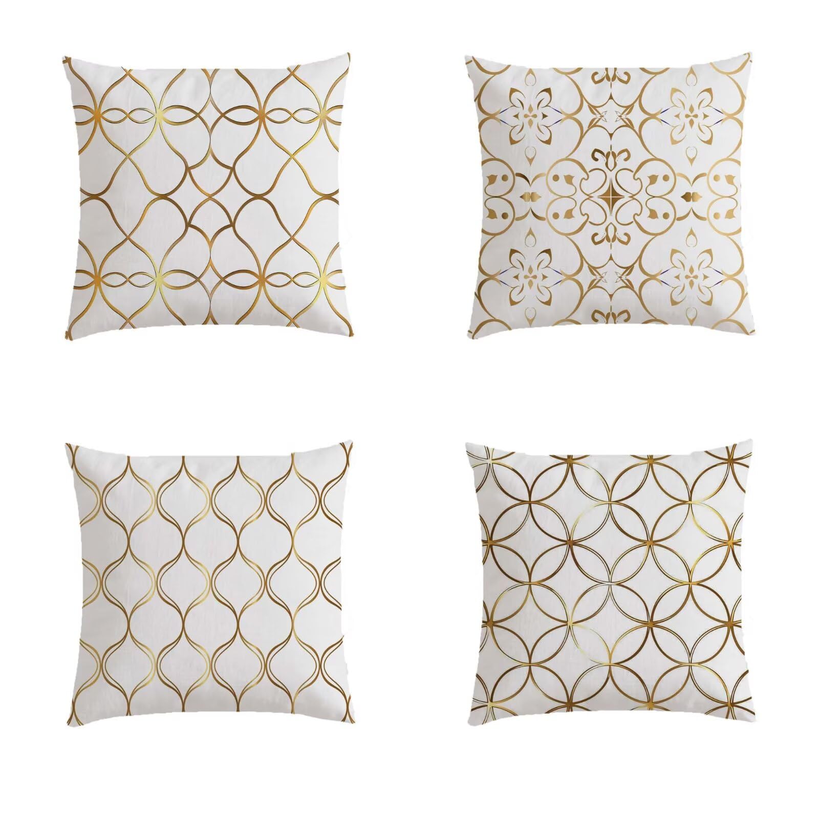 Housse coussin exterieur 70x70cm imperméable en lin imprimé double face lot de 4