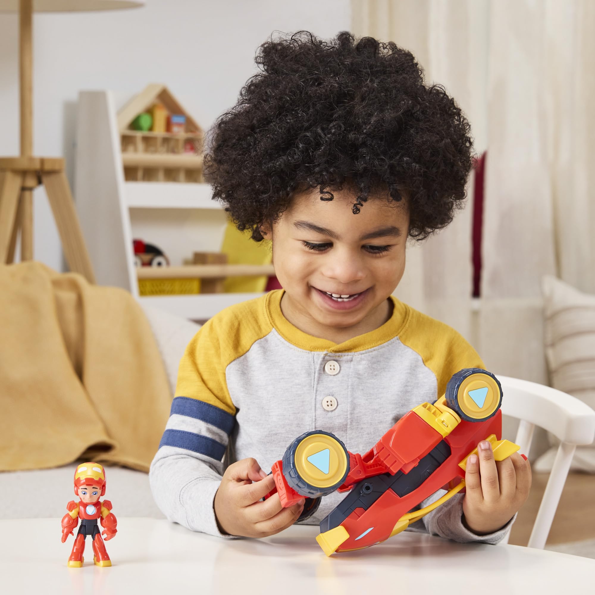 Mechaniczny kombinezon i pojazd 2 w 1 z serialu ""Iron Man and his Awesome Friends"" Marvela, zestaw z figurką w skali 7,6 cm i modelem pojazdu, zabawki z superbohaterami, wiek: od 3 lat