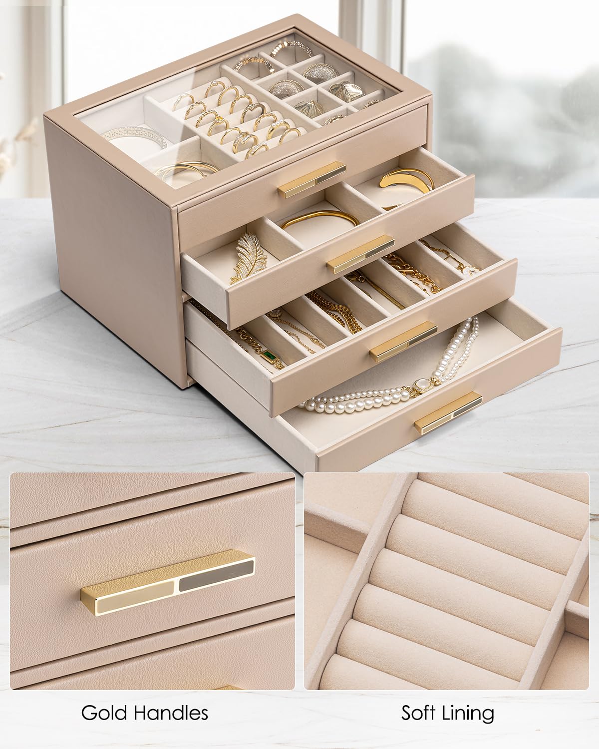 Vlando ジュエリーボックス/アクセサリーケース Amazon｜Vlando ジュエリーボックス 大容量 4段 アクセサリーケース