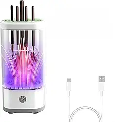 Máquina elétrica de limpeza e secadora de pincéis de maquiagem com luz UV-C, sistema de limpeza automática de pincéis 3 em 1 para limpeza profunda e secagem rápida, design silencioso para entusiastas