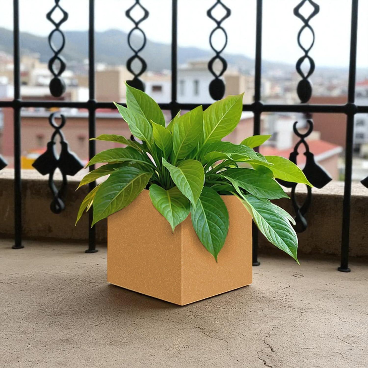 Go Hooked 12 Inch Cube Planter - Durable Outdoor Flower Pot -10