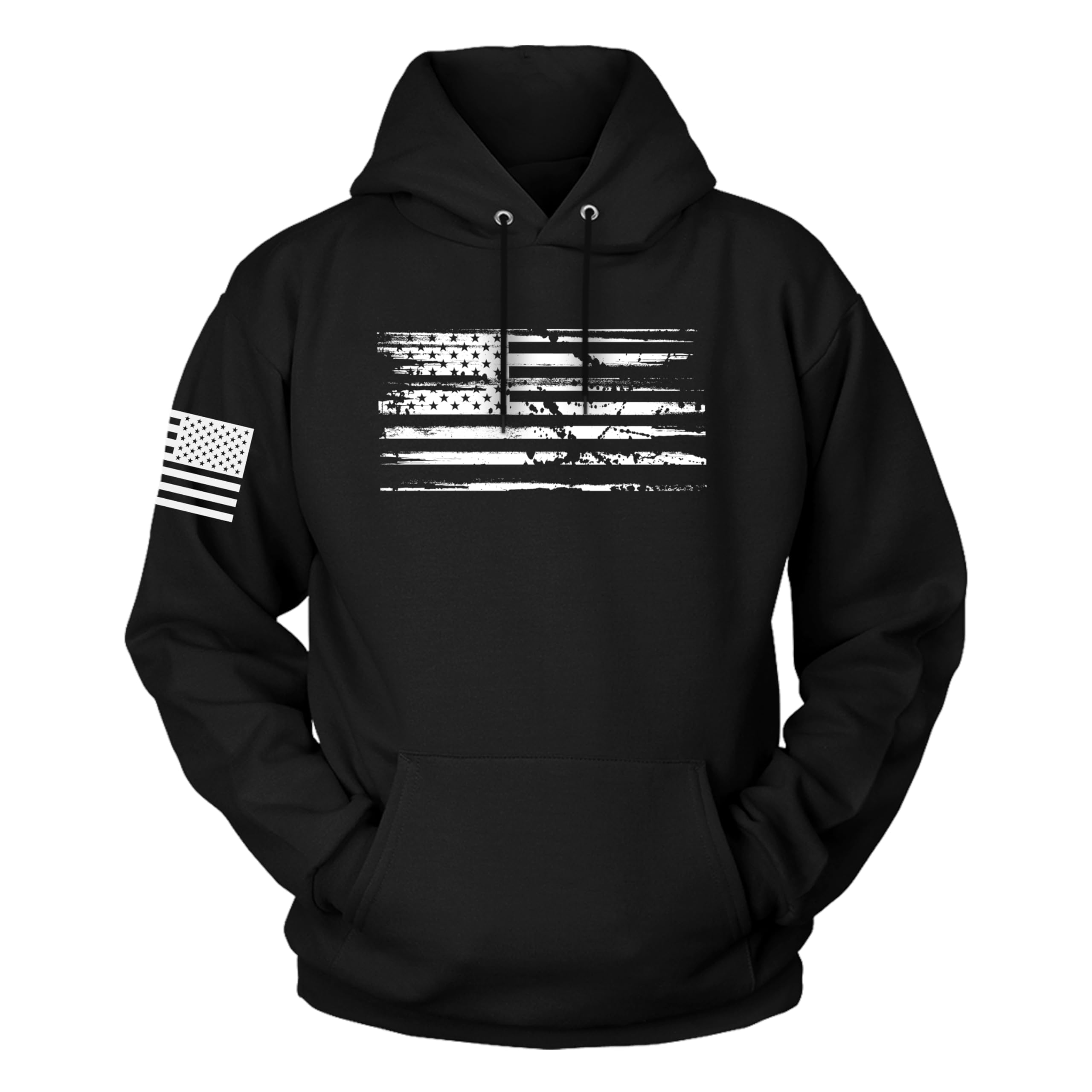 Tactical Pro SupplyPatriotic USA American Flag Graphic Printed Heavyweight Fleece Lined Hoodies for Men and Women, Black