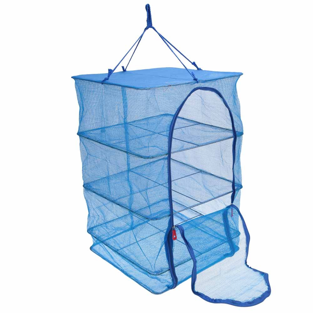 Anself Malla de secado plegable con 4 capas para vegetales, platos y pescado Azul