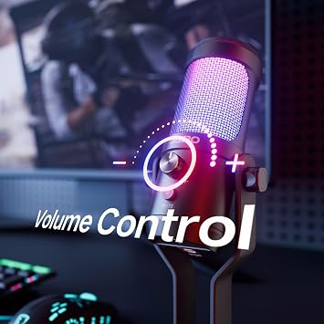 JARO USB Condenser Microphone with Mute Noise Cancelation RGB for Podcasting Gaming Streaming YouTube Zoom AMSR Singing Recording [Compatible with PC Laptop Mac PS4/5], (J100-CS)