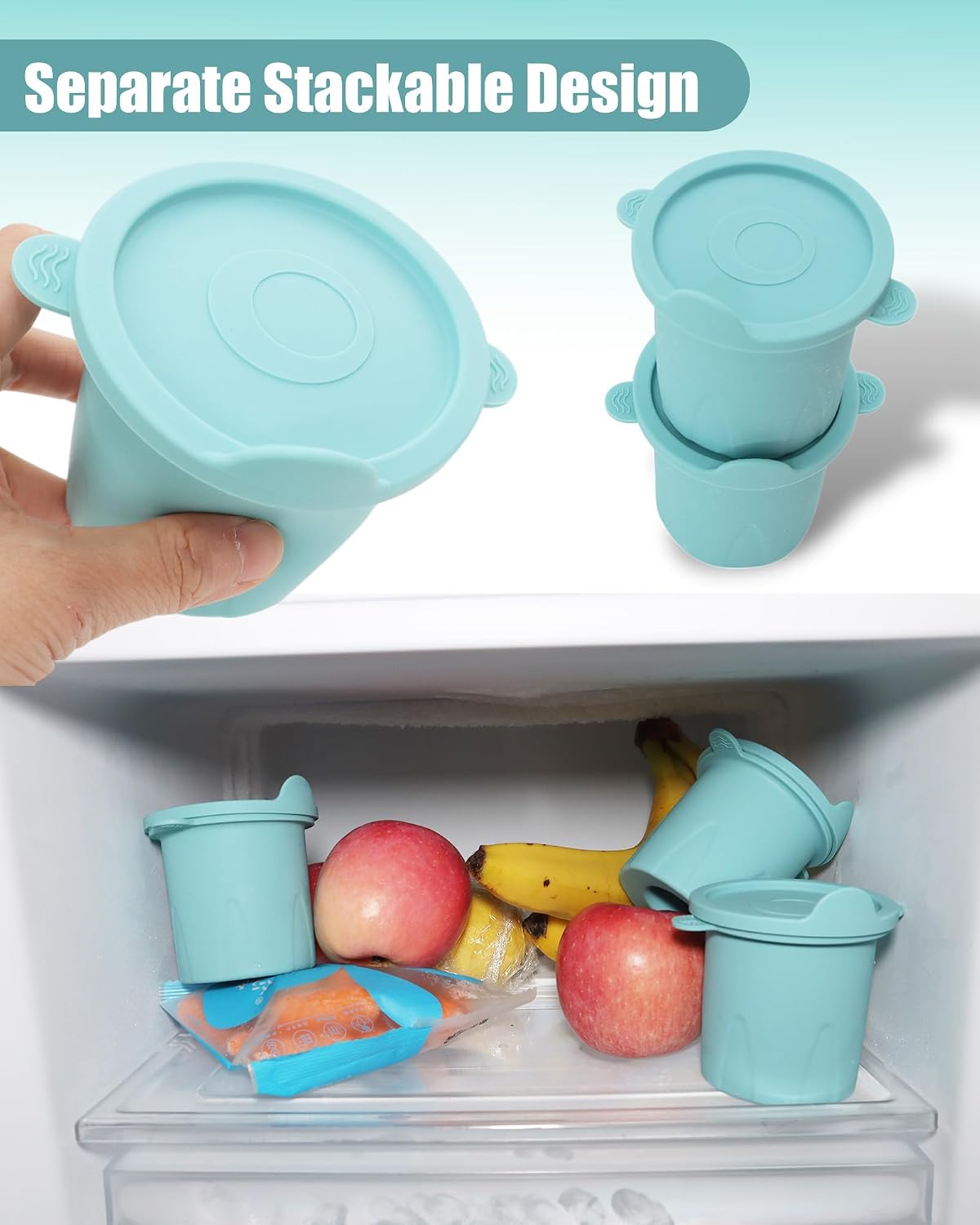 Ice Molds for Owala 24-40oz, Set of 3, Food-Grade Soft Silicone, No White Residue, Easy to Release, Straw Placement Compatible with Owala FreeSip, Keeps Drinks Cold Longer (Light Blue)