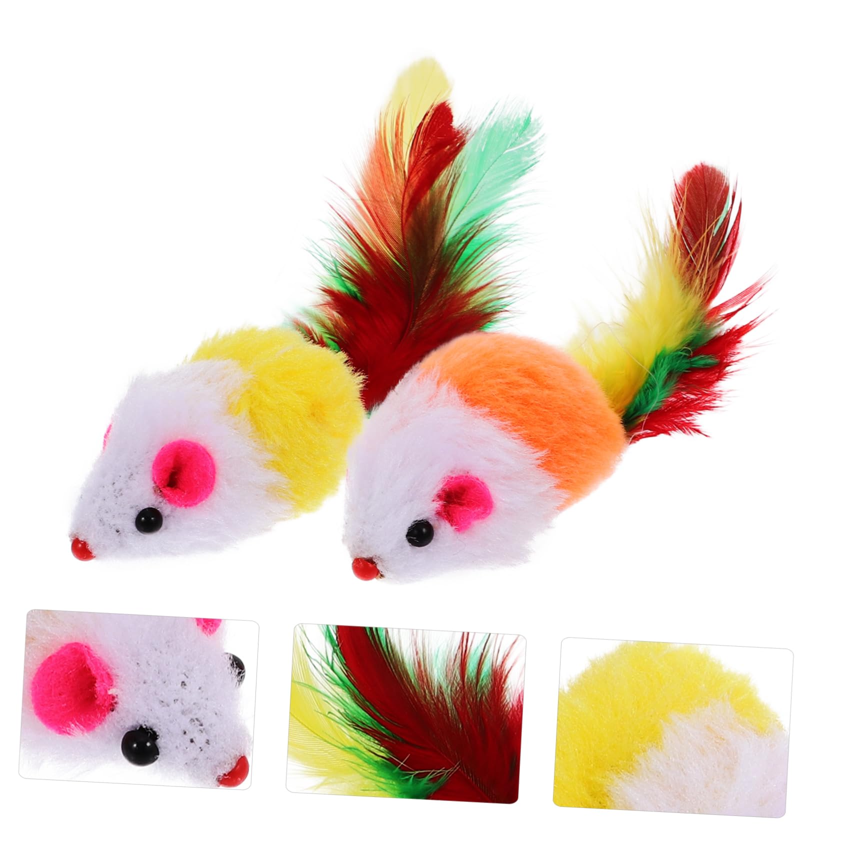 FRCOLOR 3 Juegos De Juguetes Interactivos con para Gatos Ratones con Pelo Sonajero Juguetes Estimulantes para Mascotas para Diversión En Interiores (20 Piezas X 3)