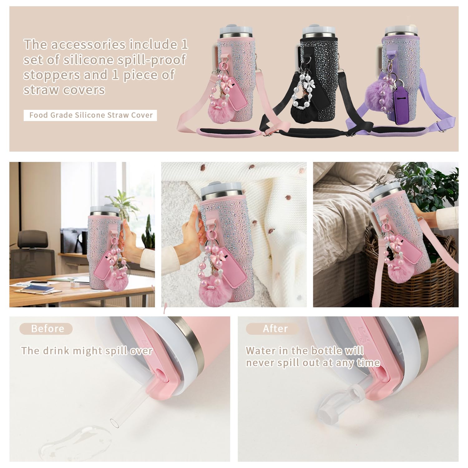 Water Bottle Carrier Bag For Stanley Quencher 40oz Accessories - View #10