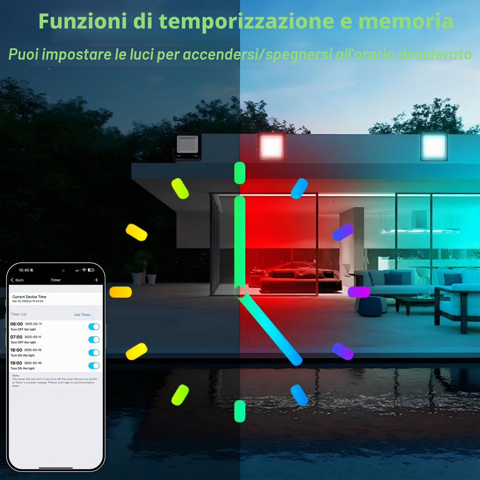 2 Pezzi Faretto LED RGB 50W, Faro Led Rgb Esterno con 360° Telecomando e APP Bluetooth IP66 Impermeabile Proiettori RGB 16 Milioni di Colori Dimmerabile Faretti rgb per Esterni Festa Halloween