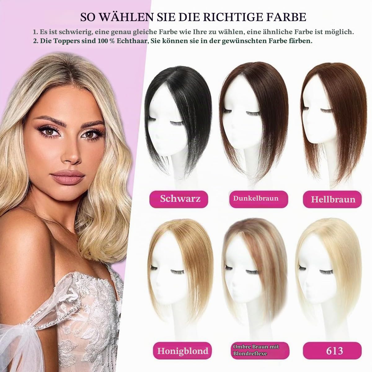 Haar Toppers für Frauen Echthaar Natürliche Schwarze Clip in Haarteile Echthaar für Dünnes Haar Oberkopf Flauschiger Hair Topper Ohne Pony
