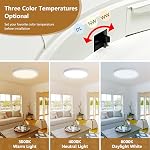 6PK 12 Inch LED Flush Mount Ceiling Light,24W, 2520LM, 3000K/4000K/6000K CCT Selectable,0.9inch Super Slim LED Ceiling Light, Low Profile Round Flat Panel Light for Bedroom,Kitchen,Hallway