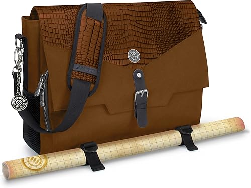 ENHANCE Collector's Edition RPG Player's Essentials DnD - Bolsa de mensajero exterior Dragon Hide para 2-4 libros, carpetas, dados y accesorios, con