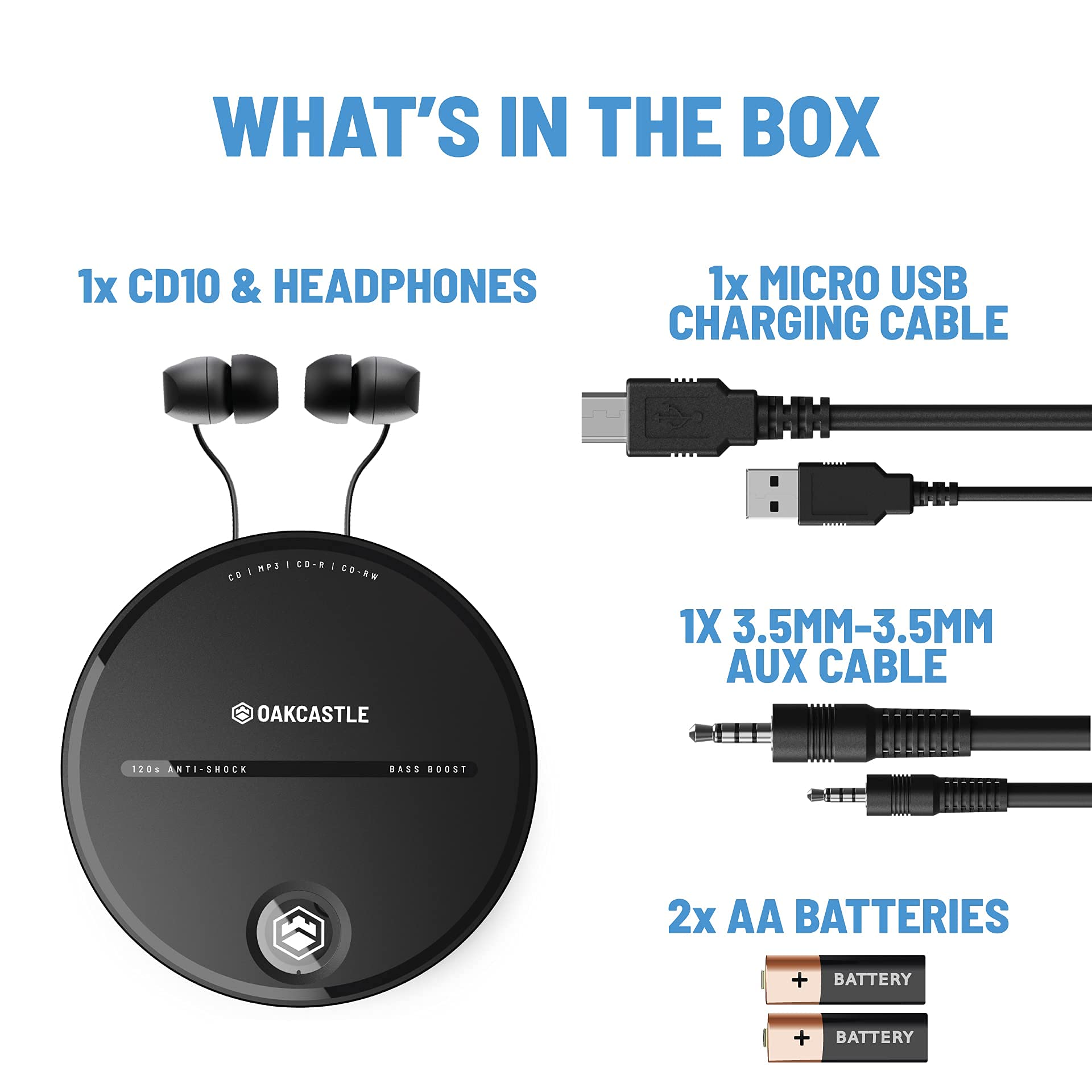 Oakcastle CD10 Personal Portable CD Player Mains power or Battery