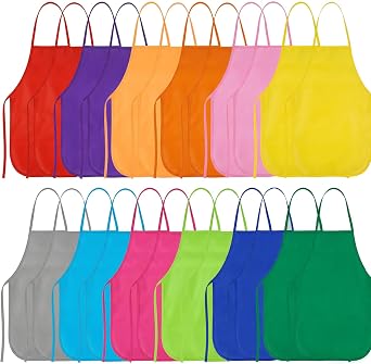 24 Pack Aprons, 12 Colors Art Smock, 13 x 18.9 Inch