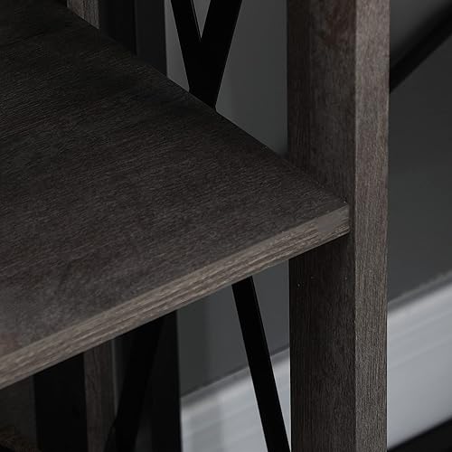 Miniatura 9 de HOMCOM Estantería abierta de esquina de estilo industrial con estantes de almacenamiento y marco de barra de metal en X para sala de estar, gris