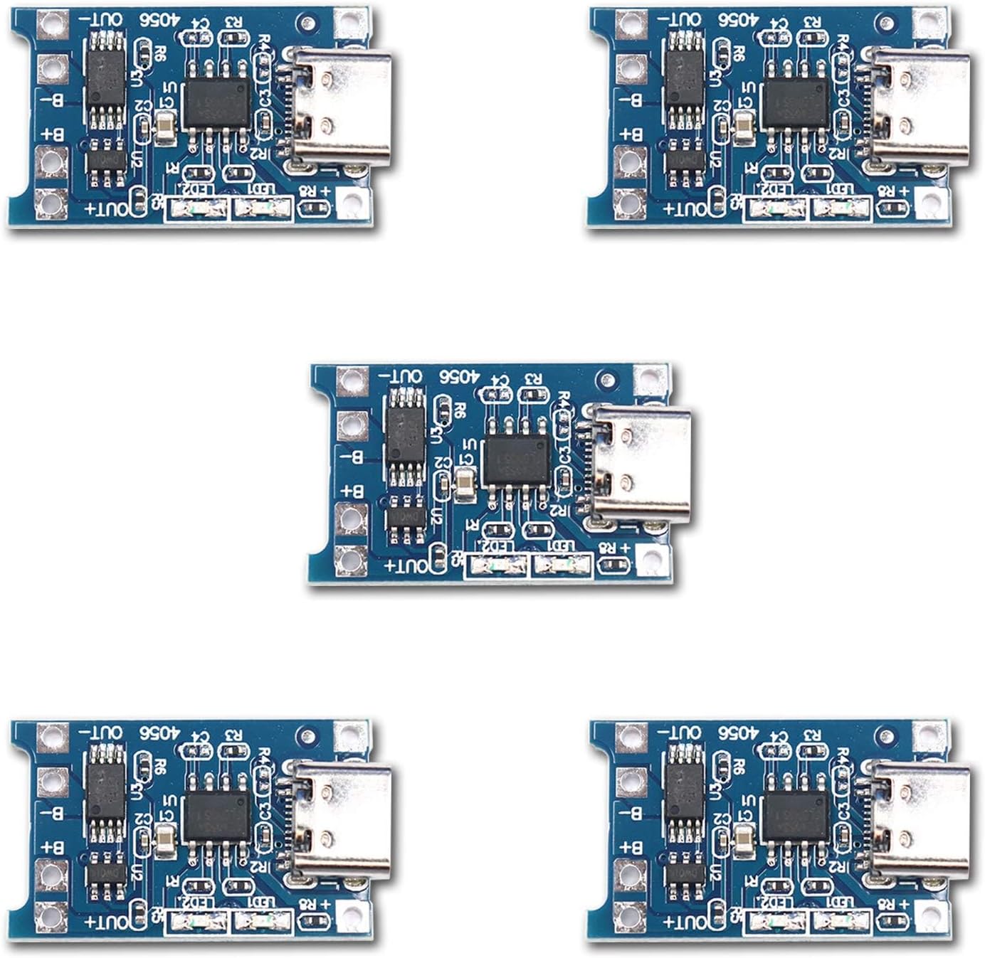 TP4056 C-Type 5PCS Lithium Battery Charging Converter with Overcharge Discharge Over-Current Protection Charging Board (5V,18650)