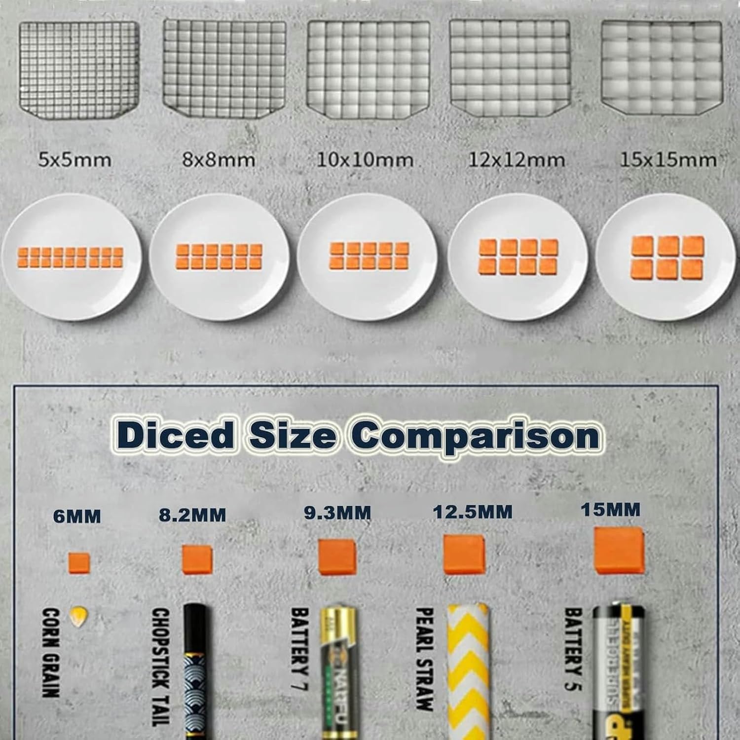 Electric Vegetable Cutter, Commercial Fruit Cutter With 10/2/15 Mm And Stainless Steel Blades, For Onions, Carrots, Cucumbers And Potatoes.