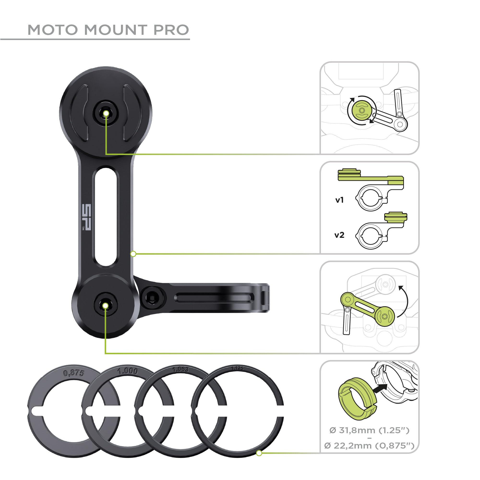SP CONNECT Moto Bundle AVM Universal Phone Clamp | SPC+ | Handyhalter für Motorrad Bike Moped Roller | Gadget Halterung für Navi
