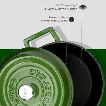 Lava Metal Casting Round Cookware, 20cm, Green