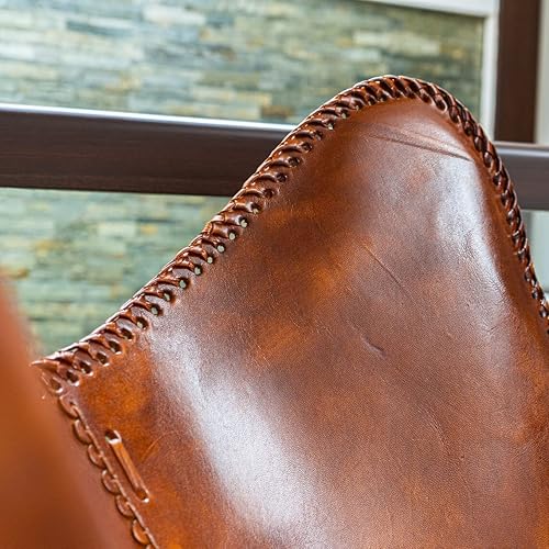 Miniatura 4 de Sillas de cuero para sala de estar, hechas a mano, mariposa para adultos, marco de hierro plegable con revestimiento de polvo, silla vintage para