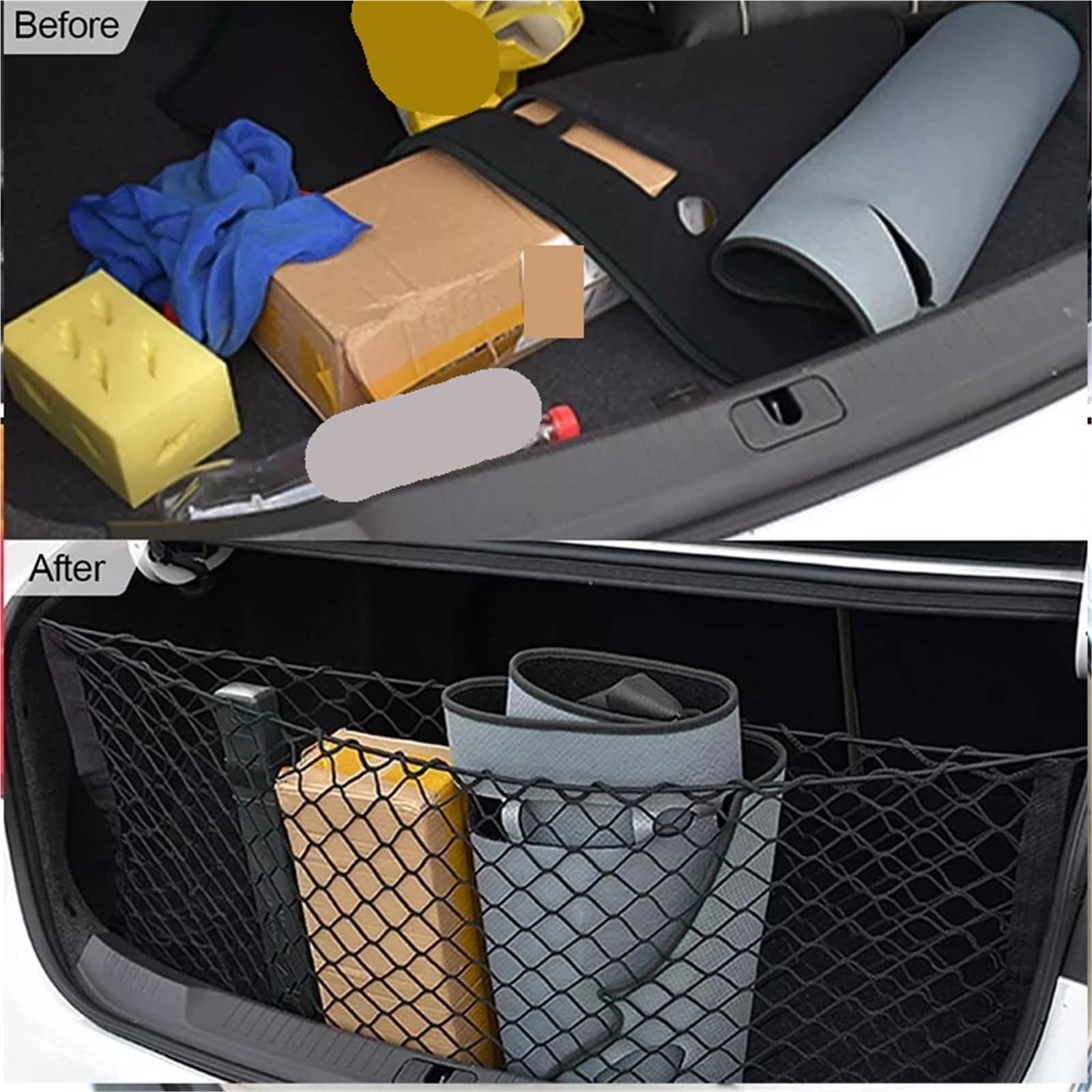 2 Pezzi di Rete for Bagagliaio Posteriore for Auto, in Nylon Elastico, for riporre Il carico, portabagagli a Doppio Strato, Accessori universali for per Auto Camper | 110 x 40cm