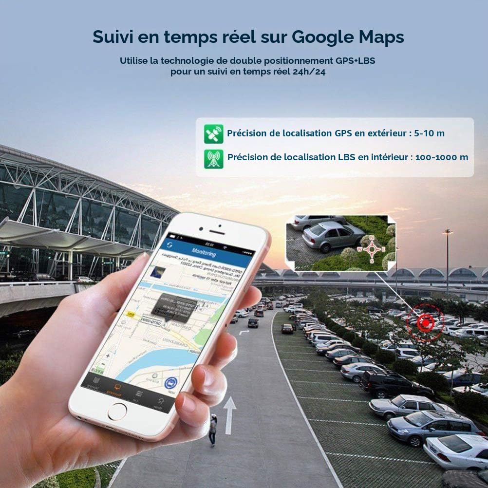 Traceur GPS de Voiture Espion écoute à Distance TK905B Localisateur GPS Antivol de Voiture Dispositif de Suivi en Temps Réel des Bus pour la Gestion de Flotte Étanche et Longue Veille 10000mAh