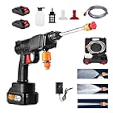 Cordless Pressure Washer, 800PSI Portable Power Cleaner, Handheld Pressure Washer with 2 Rechargeable Batteries, 2 Nozzles, 16ft Hose Cordless Jet Washers for Cars/Floors/Gardens