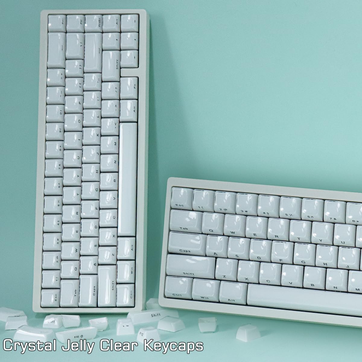 Set Di Keycap In PBT Bianco Trasparente Per Tastiera Meccanica - 113 Tasti, Profilo OEM, Retroilluminazione RGB Laterale, Compatibile Con Switch Cherry MX