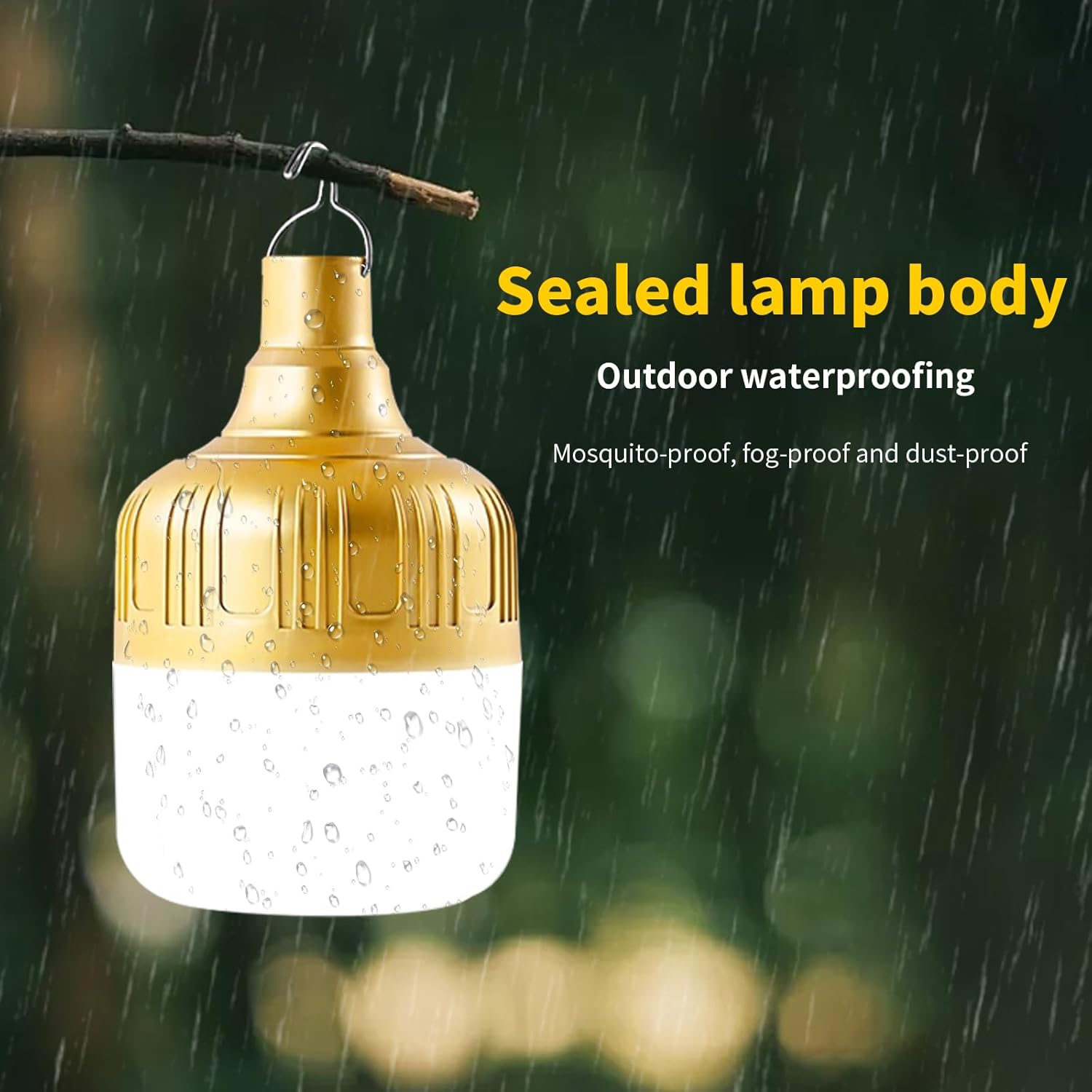 2 Pack Rechargeable LED Camping Lantern, 4000mAh IPX4 Waterproof Tent Light with Hook, USB Flashlight for Hiking, Travel, Hurricane Power Outage Emergency, Home Garage Repair, BBQ Lighting
