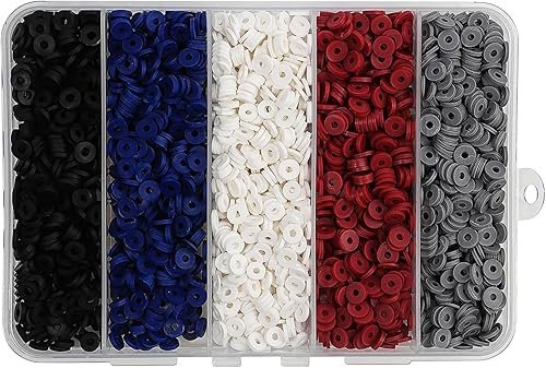 Amaney - 3000 cuentas de arcilla polimérica Heishi de 0.236 pulgadas, 5 colores para hacer joyas, pulseras y collares