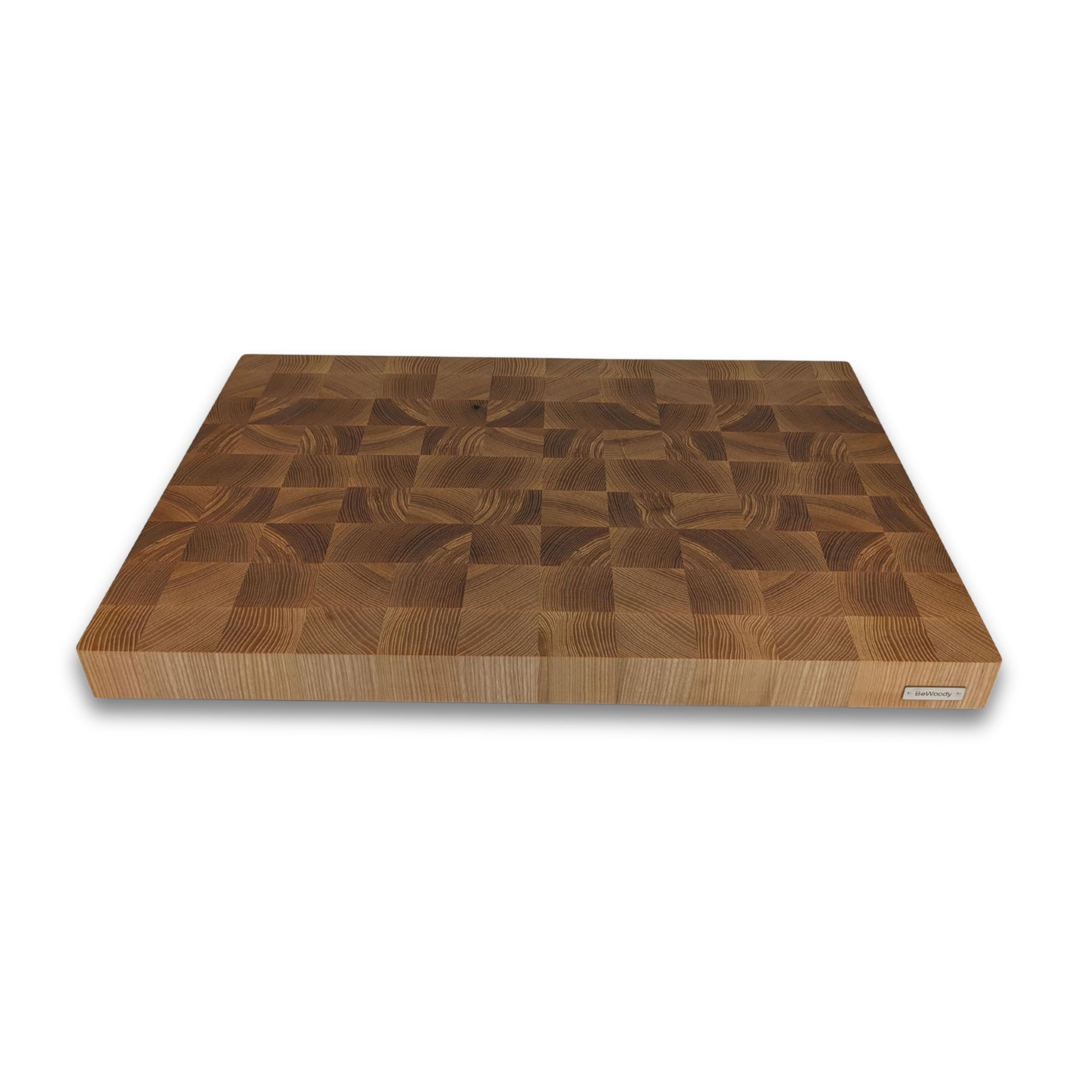 Premium Stirnholz Schneidebrett XXL aus Eschenholz – 60 x 40 x 4,5 cm Riesiger Hackblock ohne Saftrille, mit Griffmulden & Rutschfesten Silikonfüßen – Handgemacht in Manufaktur