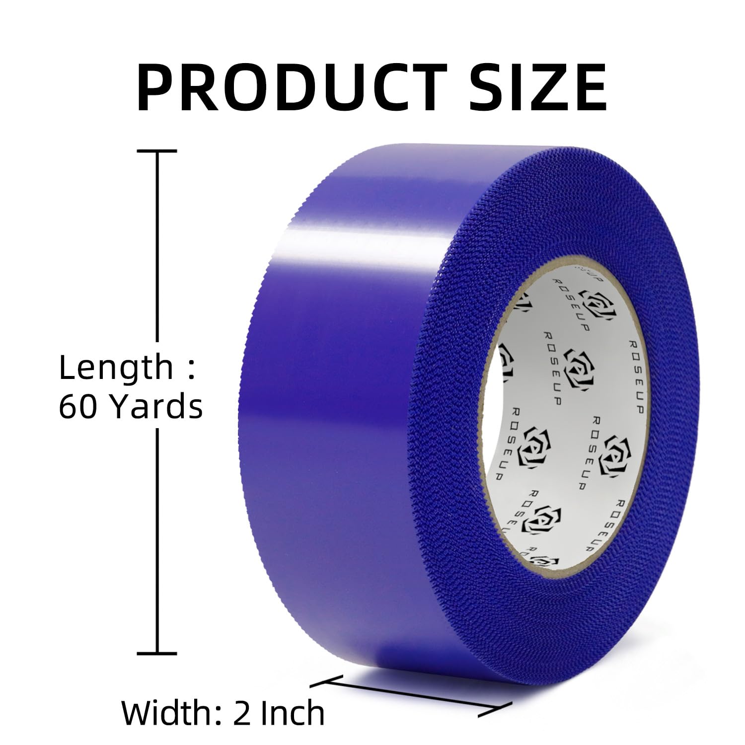 ROSEUP Cinta de estuco azul, 2 rollos de 2 pulgadas x 60 yardas, cinta de estuco azul resistente a los rayos UV, cinta adhesiva de polietileno impermeable para renovación del hogar, construcción
