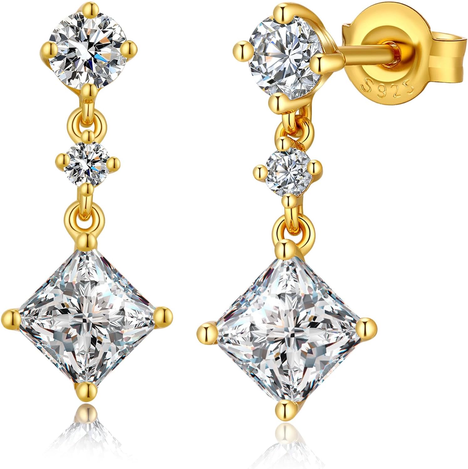 Dangle Drop Earrings for Women 925 Sterling Silver Cubic Zirconia CZ Drop Stud Earrings