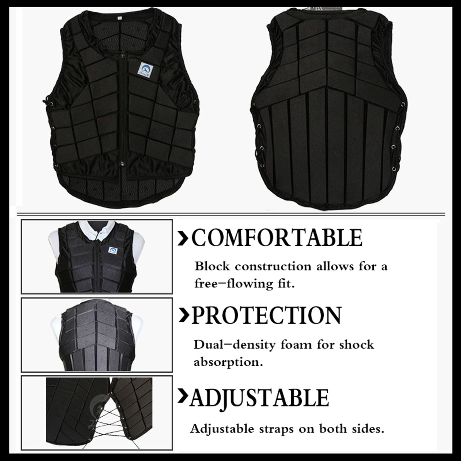 Chaleco Ecuestre,Ecuestres Chaqueta Protectora Chaleco,Chaleco de Protección para Equitación,Chaleco Ecuestre Equitación Protectora,Transpirable,para Niños,Niñas,Hombres,Mujeres,Jóvenes