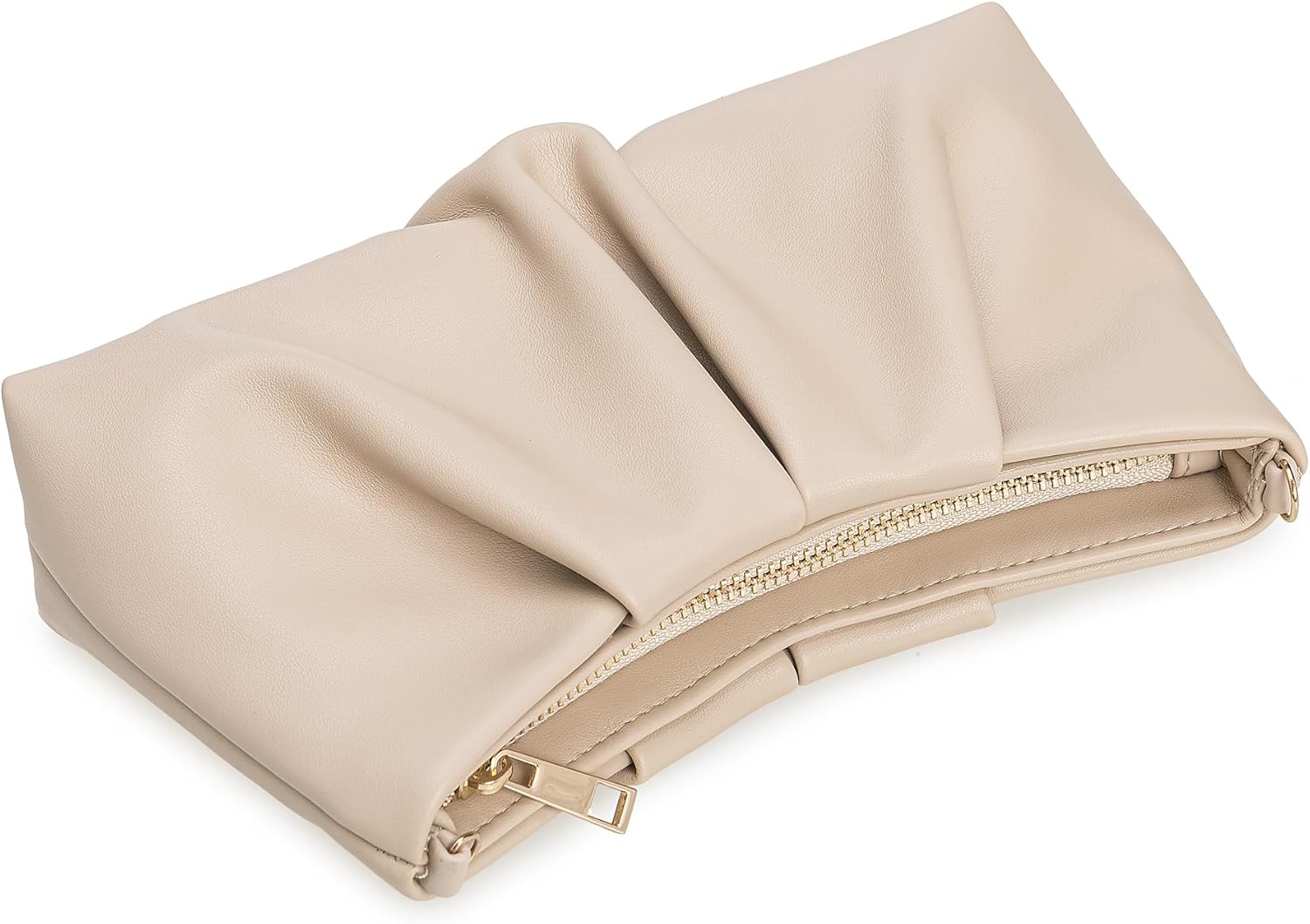 Pleated PU Clutch Evening Purse for Women Dressy Formal Faux Leather Shoulder Handbag - Image 3