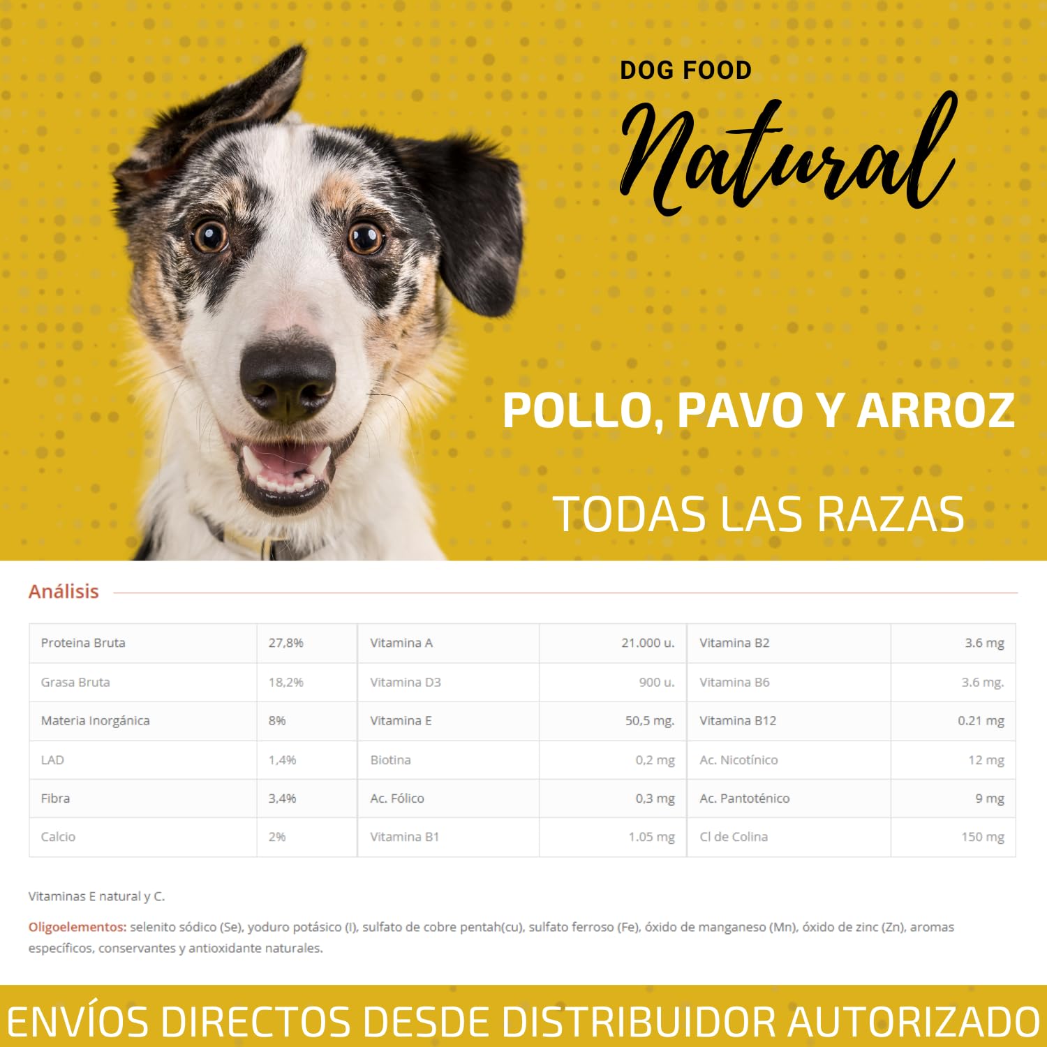 Natural Dog Food Premium de Pollo, Pavo y Arroz para Perros Adultos de Todas Las Razas - Pienso Natural Seco (15 KG)