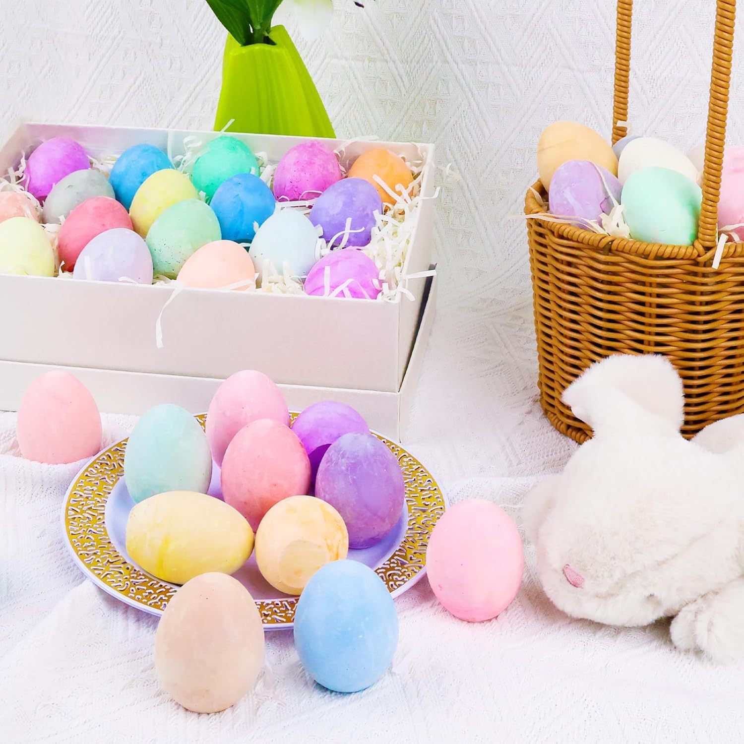 36 Pack Easter Sidewalk Chalks Bulk 36 Solid Colors Chalk Eggs for Kids Easter Basket fillers Colorful Egg Chalk Outdoor Toddler Kids Easter Hunt Classroom School Chalkboard Playground Drawing Party