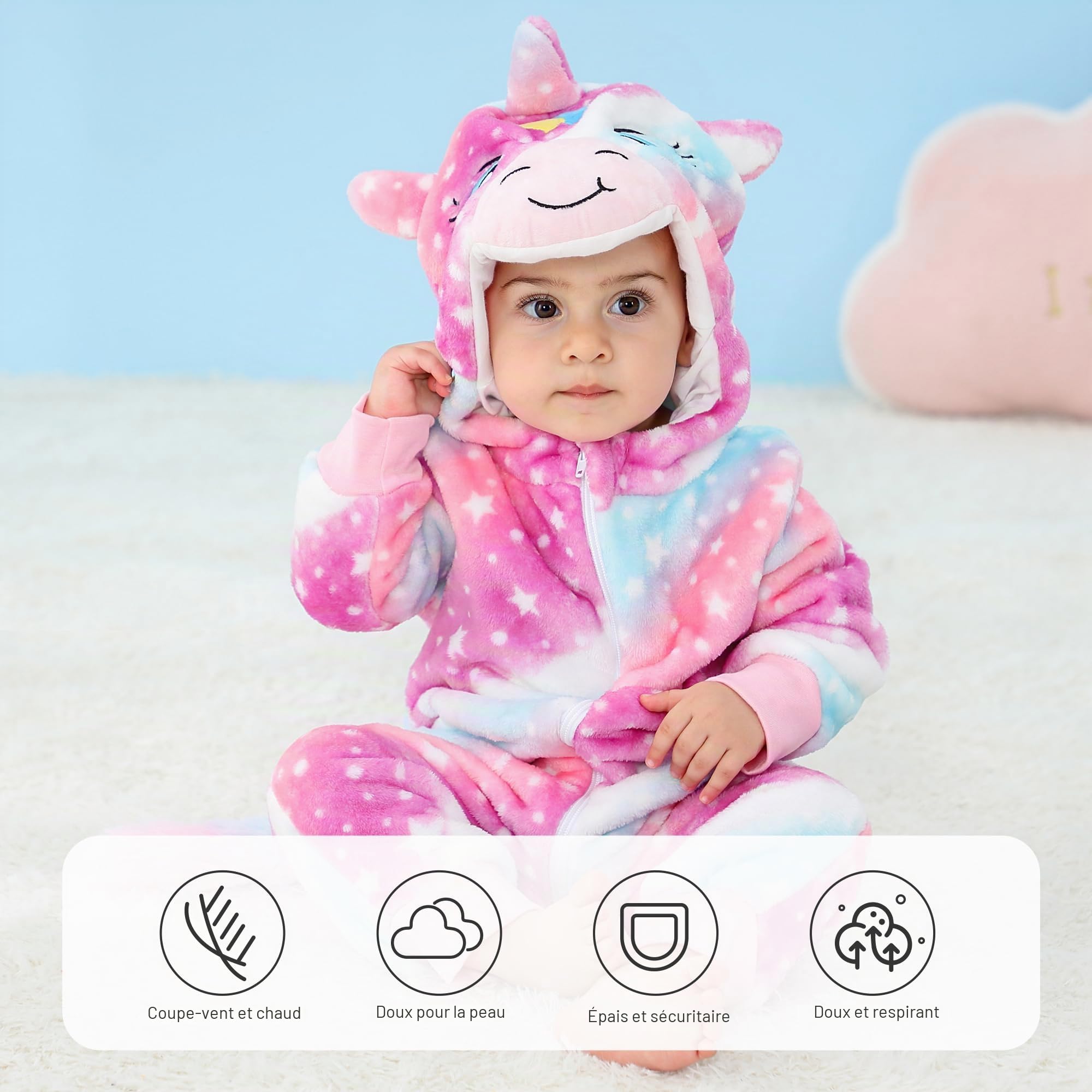 HAHASHOW BéBé Grenouillères Unisexe Animal Pyjama d'hiver Combinaison Barboteuse Enfant Filles Costume 2-36 Mois