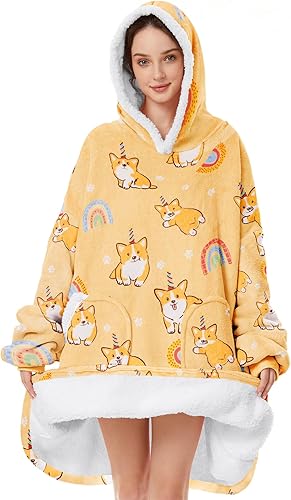 Manta con capucha para mujeres y hombres, sherpa, de gran tamaño, gruesa, acogedora, suave, cálida, para adultos, sudadera con capucha