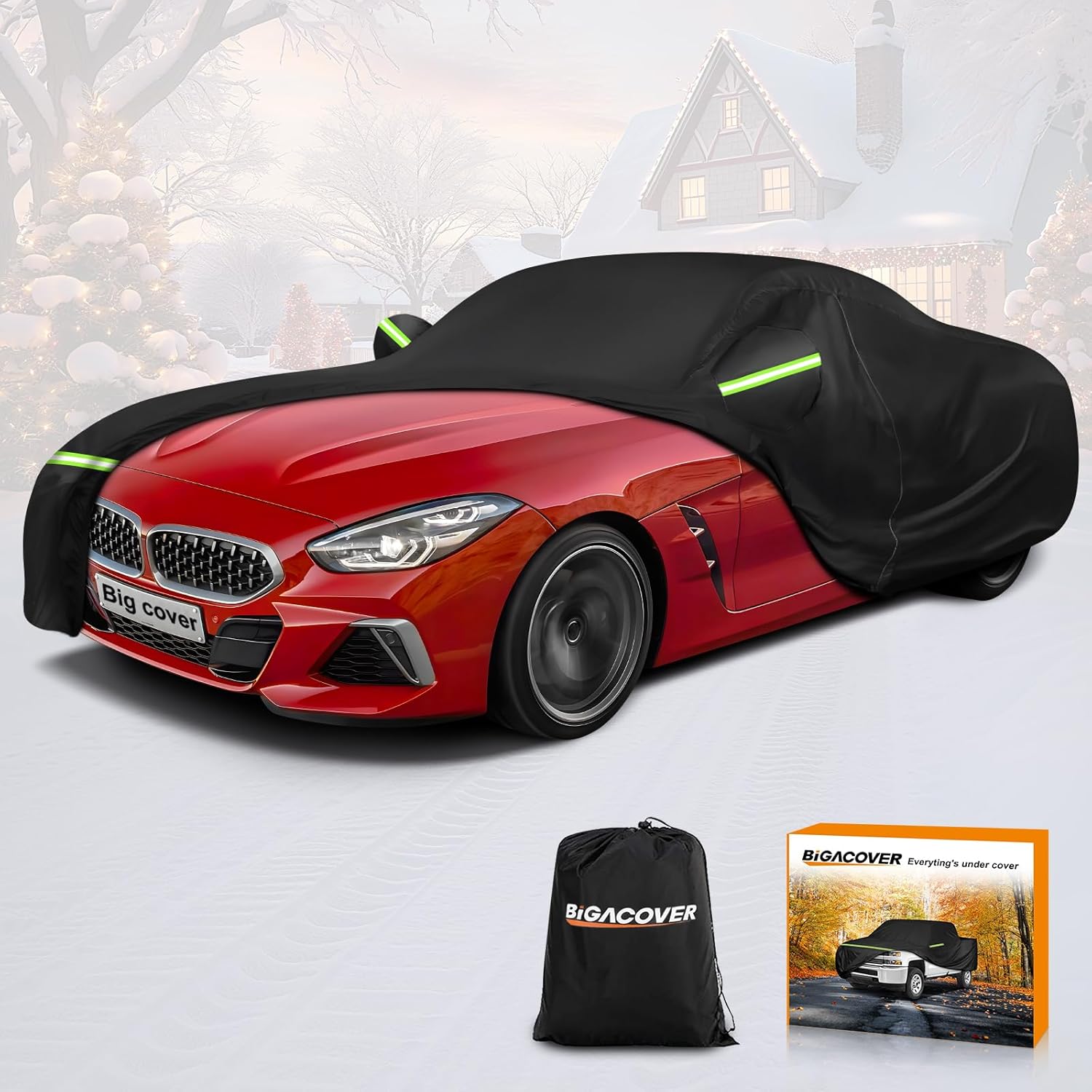 Car Cover for BMW Z4 E85 E86 E89 G29 Z4 M40i Coupe Roadster 2002-2025 Z4 Automobiles, Waterproof 210D Oxford Cloth and Cotton Full Car Covers with Zipper Windproof Heavy Duty All Weather (Black) Black for BMW Z4