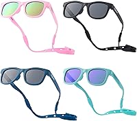 Vista 13 de Gafas de sol polarizadas para bebé con correa, lentes de sol flexibles irrompibles para bebés recién nacidos de 0 a 24 meses