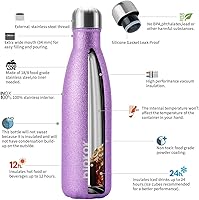 Vista 2 de BJPKPK - Botellas de agua aisladas de 17 onzas 500 ml, botellas de agua de acero inoxidable, botellas de agua deportivas que mantienen el frío