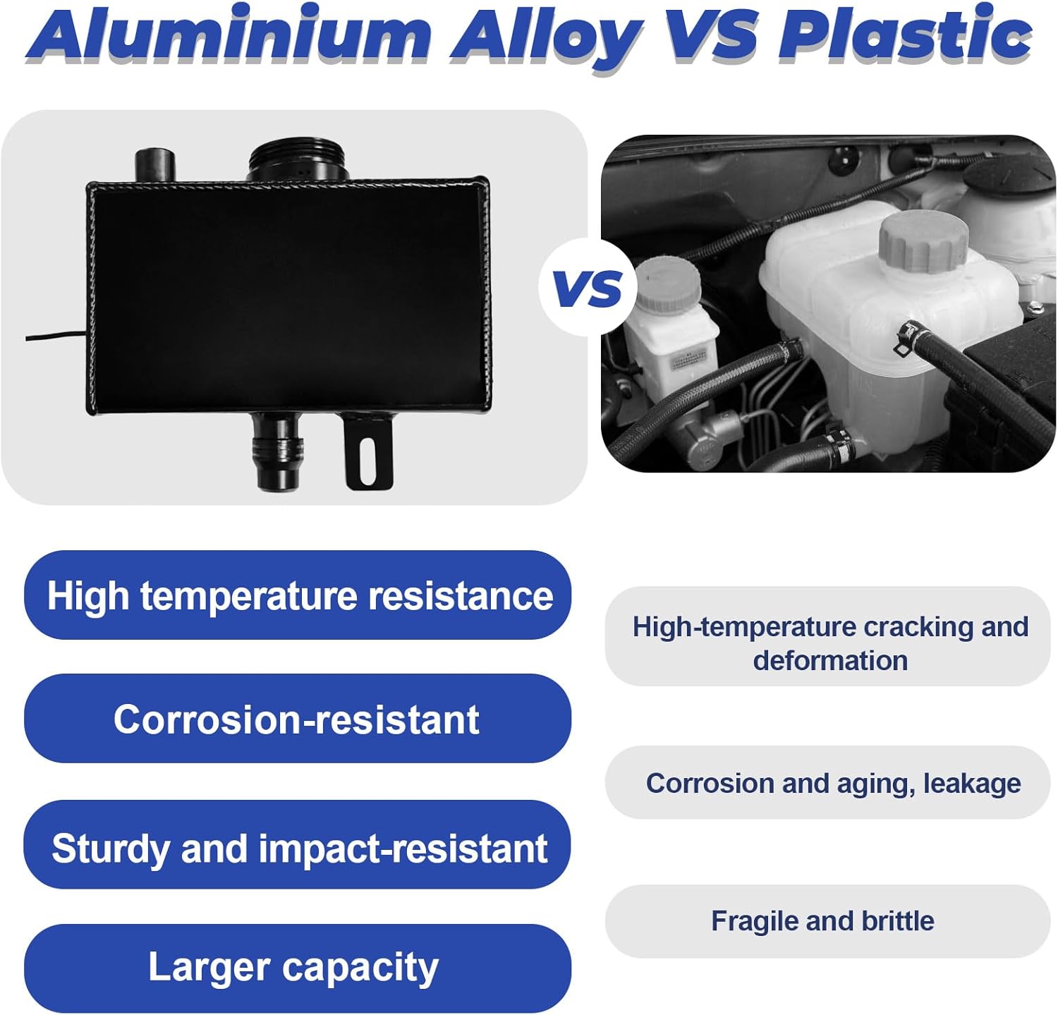 Aluminium Alloy Front Engine Coolant Expansion Tank Compatible with Jeep Wrangler JL JLU 2018+ & Gladiator JT 2020+ 2.0&3.6L Model, Replace 68364312AC/68364312AA/68364312AB/68388115AB