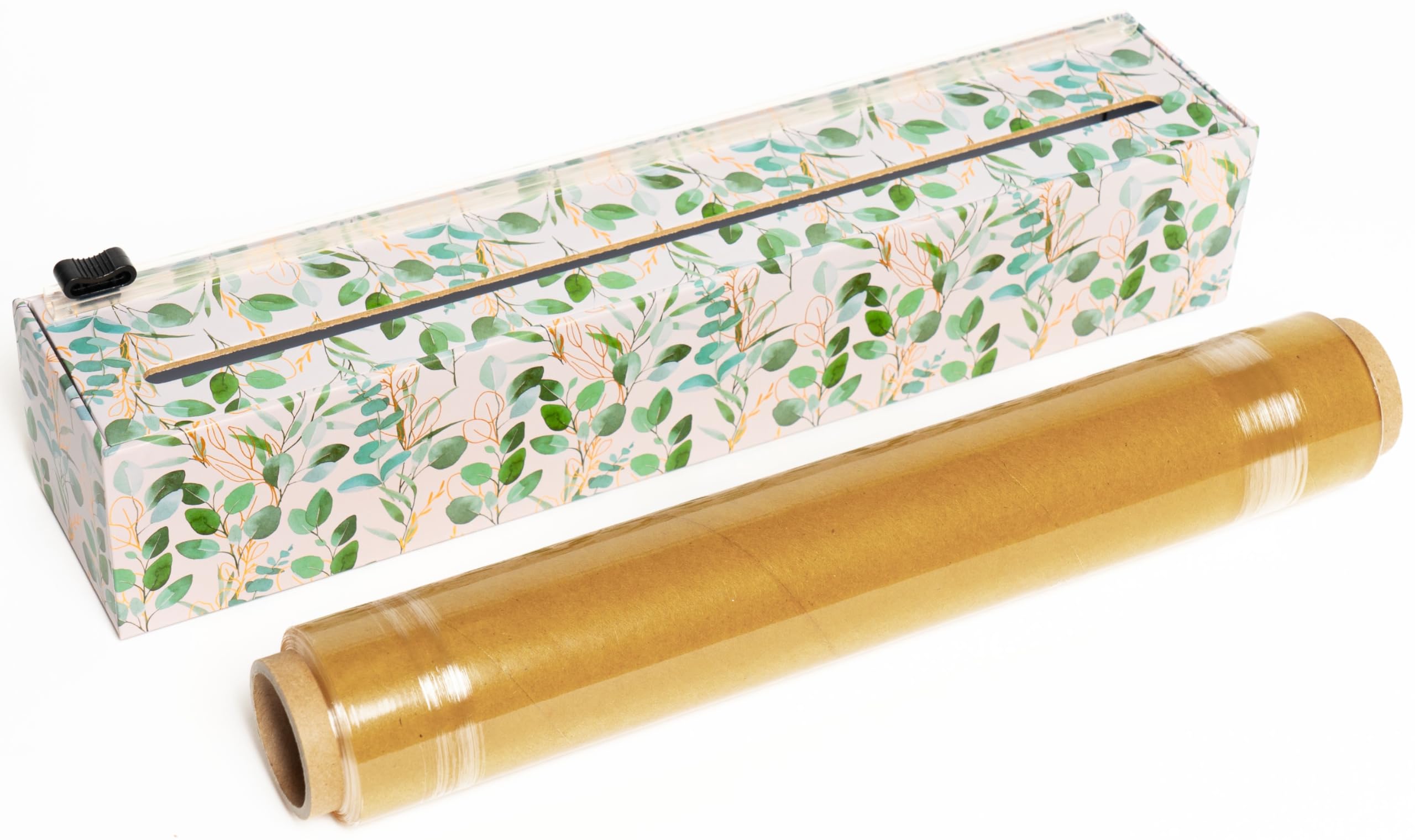 ChicWrap Distributeur de film plastique rechargeable à l'eucalyptus – Un rouleau de film plastique de qualité professionnelle de 30,5 cm x 75,2 m – Sans BPA et certifié casher – Distributeur
