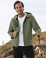 Vista 2 de WULFUL Chaqueta ligera Softshell para hombre, con forro polar, rompevientos, impermeable, suave, para senderismo al aire libre