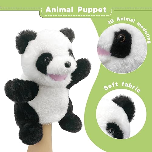 Miniatura 3 de Marionetas de mano de panda de peluche, marionetas de mano de 9 pulgadas para niños, marionetas de animales realistas de animales de peluche para