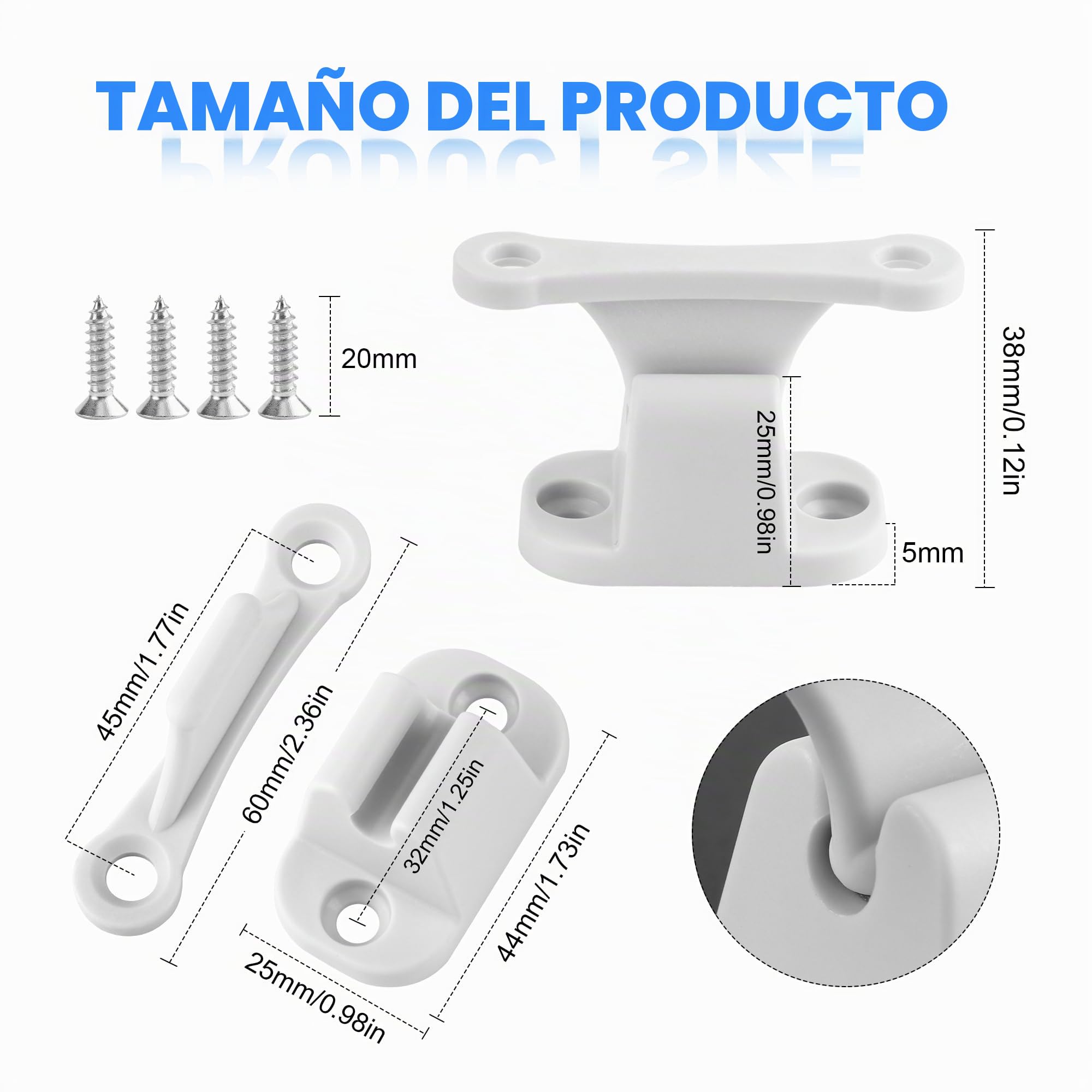 3 Pares Cierre de Puerta para Caravana Blanca,Retenedor de Puerta Autocaravana Retenedor Puerta Caravana de Plástico para Caravanas Autocaravanas con Tornillo