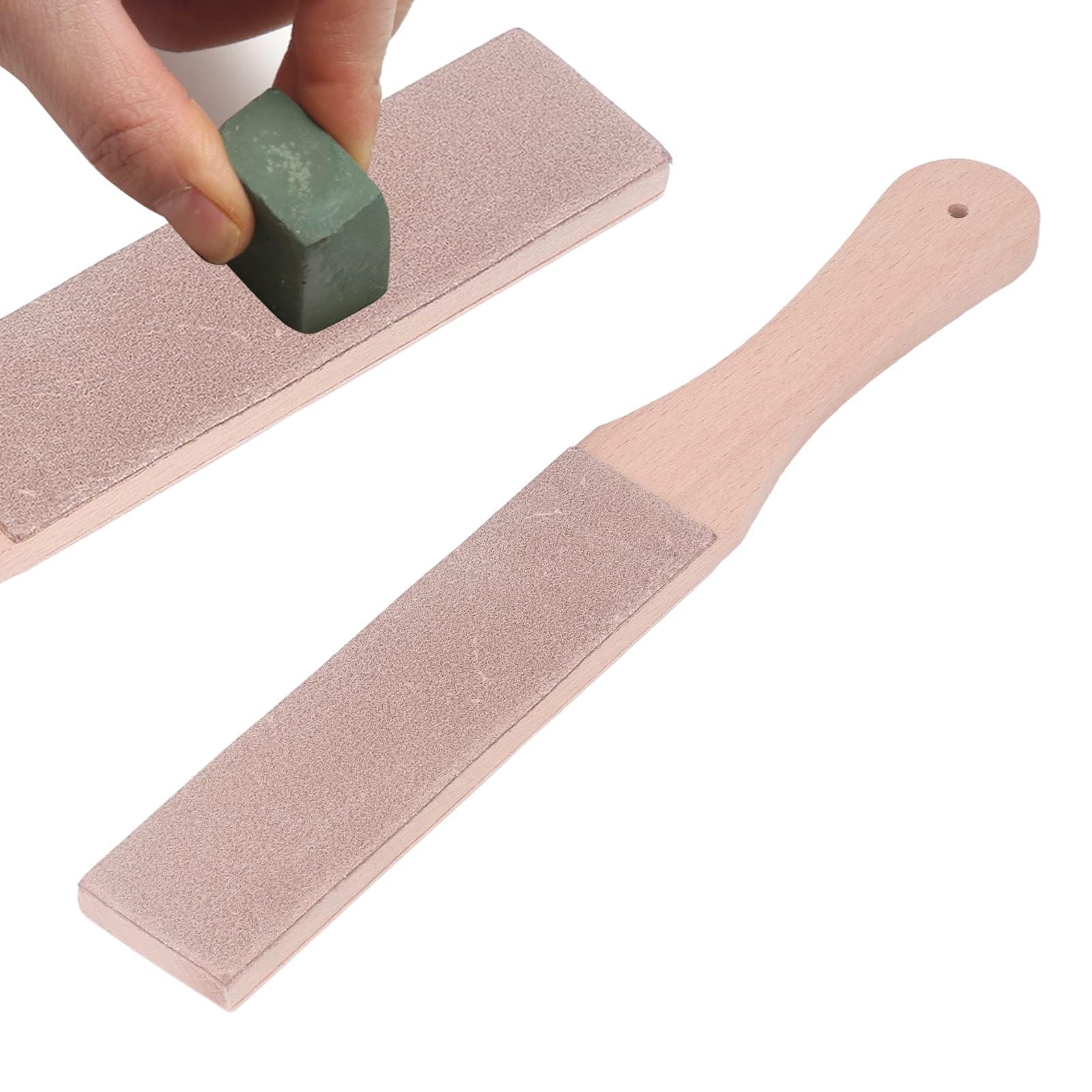 Planche à aiguiser en cuir tanné végétal et hêtre pour couteaux et lames